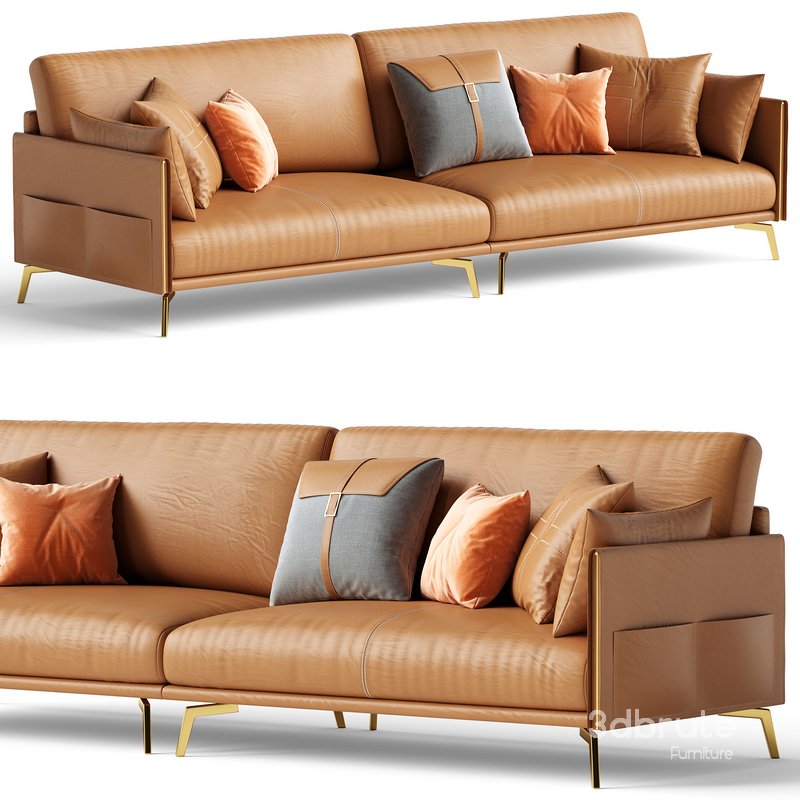 Glamorous Brown Leather Sofa 280 cm Image 1