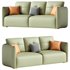 Modern Green Tech Cloth Upholstered Sraight-back Sofa 210 cm - Thumbnail 1