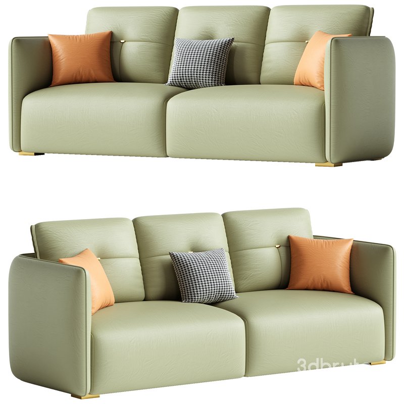 Modern Green Tech Cloth Upholstered Sraight-back Sofa 210 cm Image 1