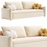 Upholstered Beige Daybed Modern Headboard Bed with Headboard - Thumbnail 1