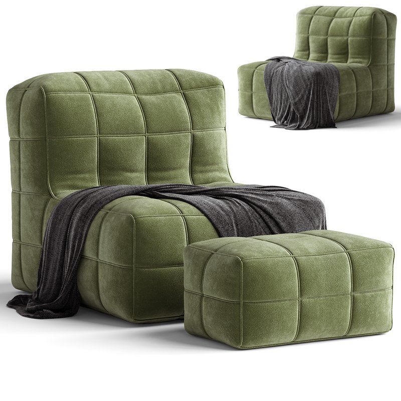 White Solid Color Bean Bag Chair Image 1