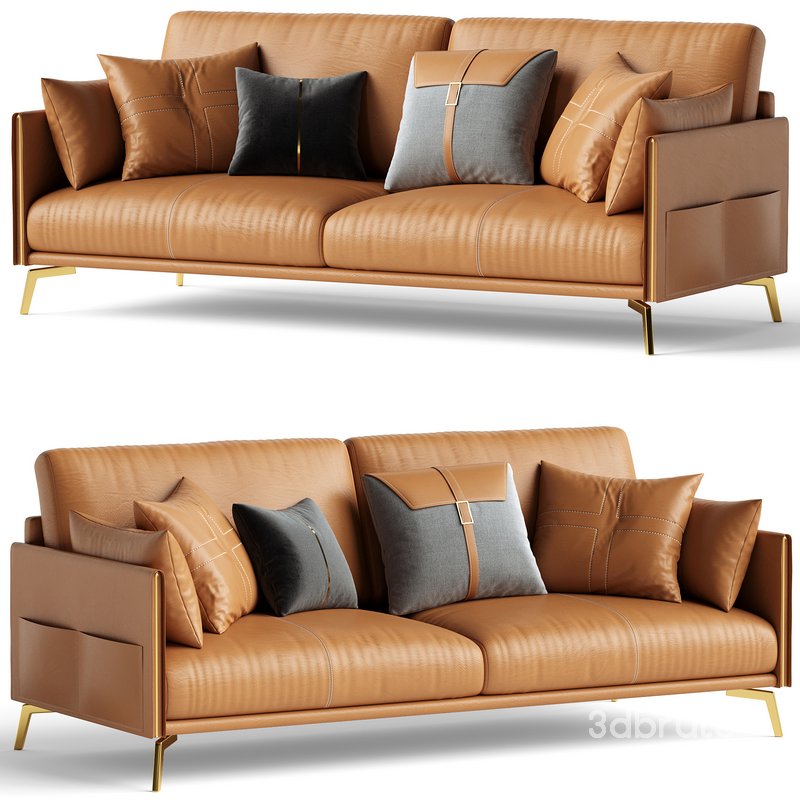 Glamorous Brown Leather Sofa Image 1