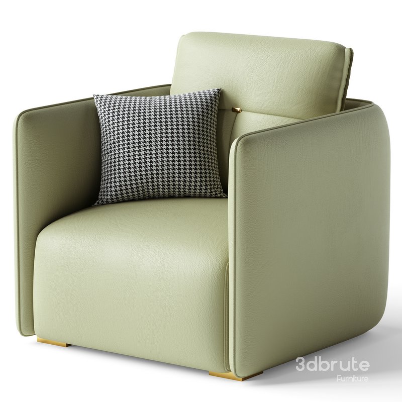 Modern Green Tech Cloth Upholstered Sraight-back Armchair Image 1