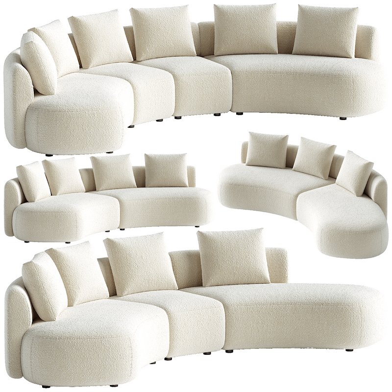 Pebble Boucle Curved Modular Sofa Image 5
