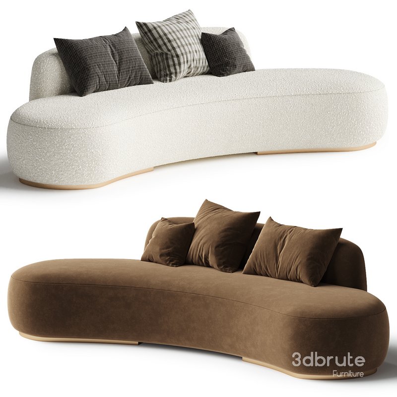 Ghita White Boucle Curved Sofa Set Image 1