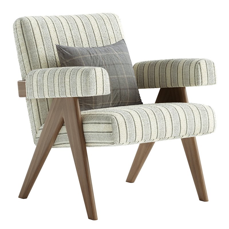 Boro Stripe Ashton Upholstered Teak Accent Chair Image 3