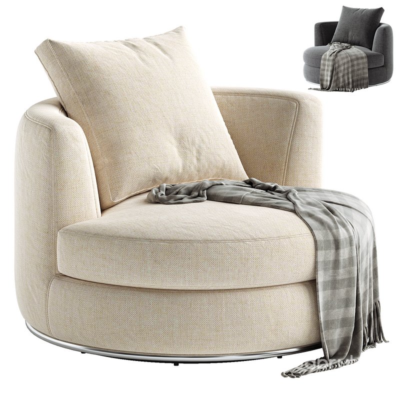 Hamilton Round Performance Fabric Swivel Armchair Image 1