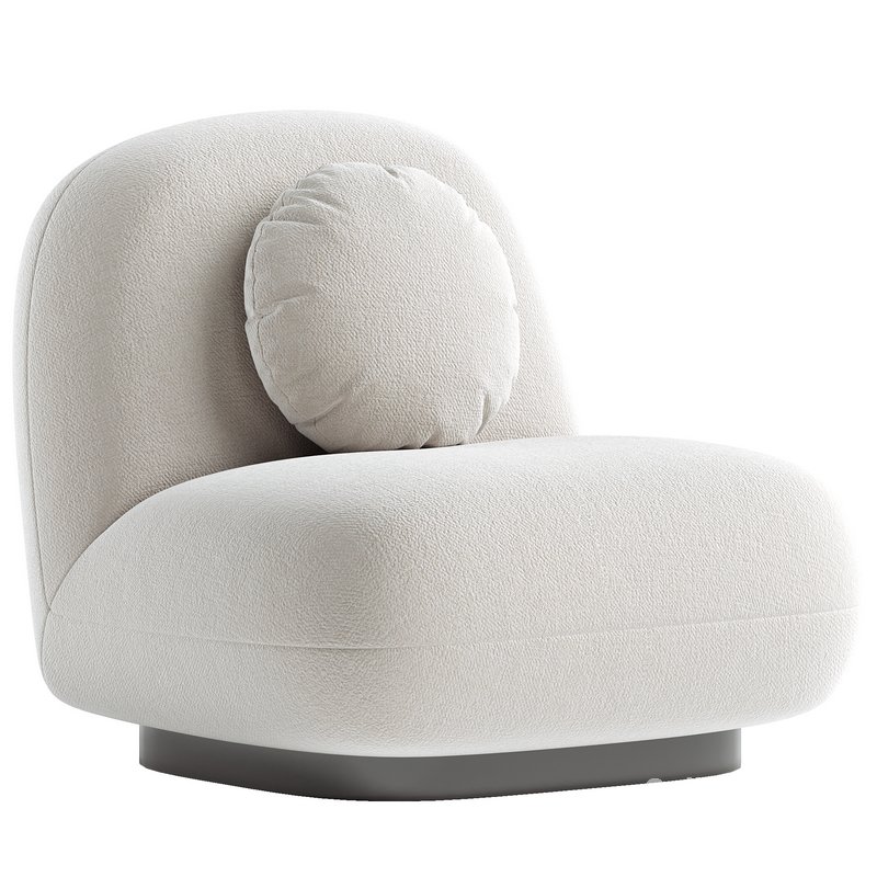 Upholstered Armchair In White Boucl  – Black Legs – Larry Image 3