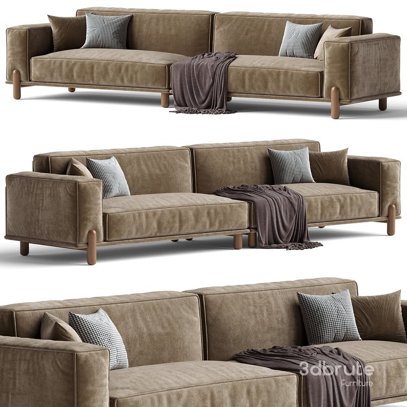 Cuboid Corduroy Fabric Dark Green Sectional Sofa 350 cm Image 1