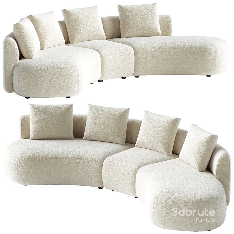 Pebble Boucle Curved Modular Sofa Image 2