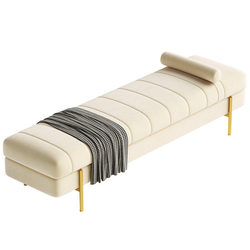 Glam Leather Entryway and Bedroom Bench Image 2