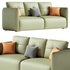 Modern Green Tech Cloth Upholstered Sraight-back Sofa 210 cm - Thumbnail 2