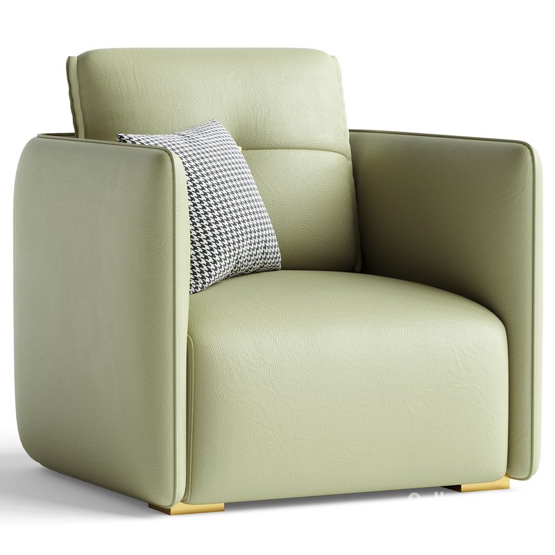 Modern Green Tech Cloth Upholstered Sraight-back Armchair Image 2