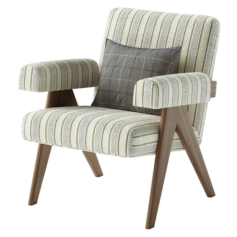 Boro Stripe Ashton Upholstered Teak Accent Chair Image 1