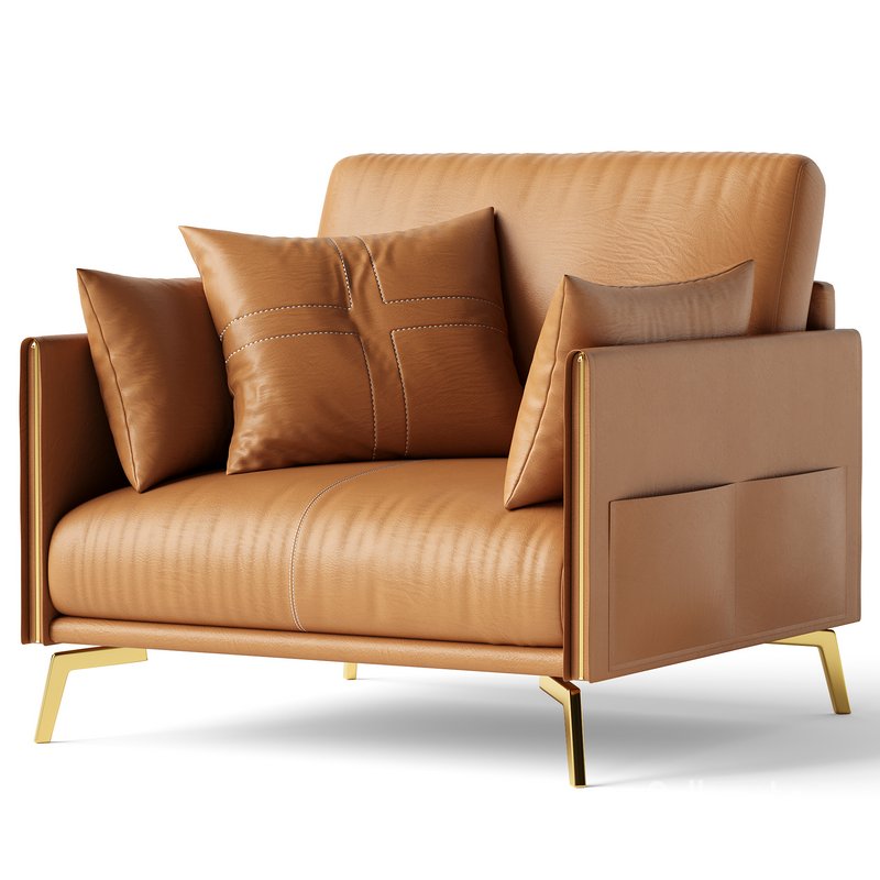 Glamorous Brown Leather Armchair Image 2