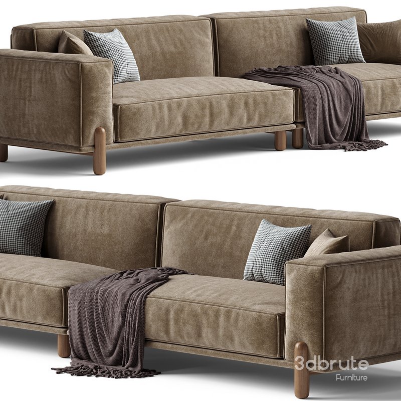 Cuboid Corduroy Fabric Dark Green Sectional Sofa 350 cm Image 2