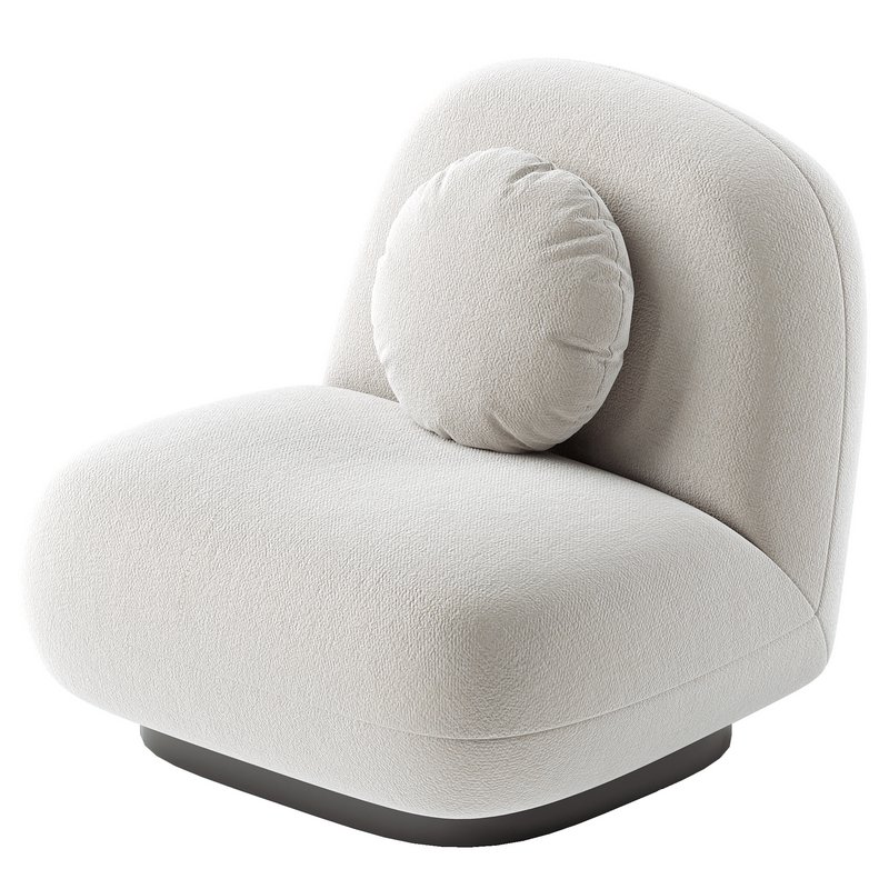 Upholstered Armchair In White Boucl  – Black Legs – Larry Image 1