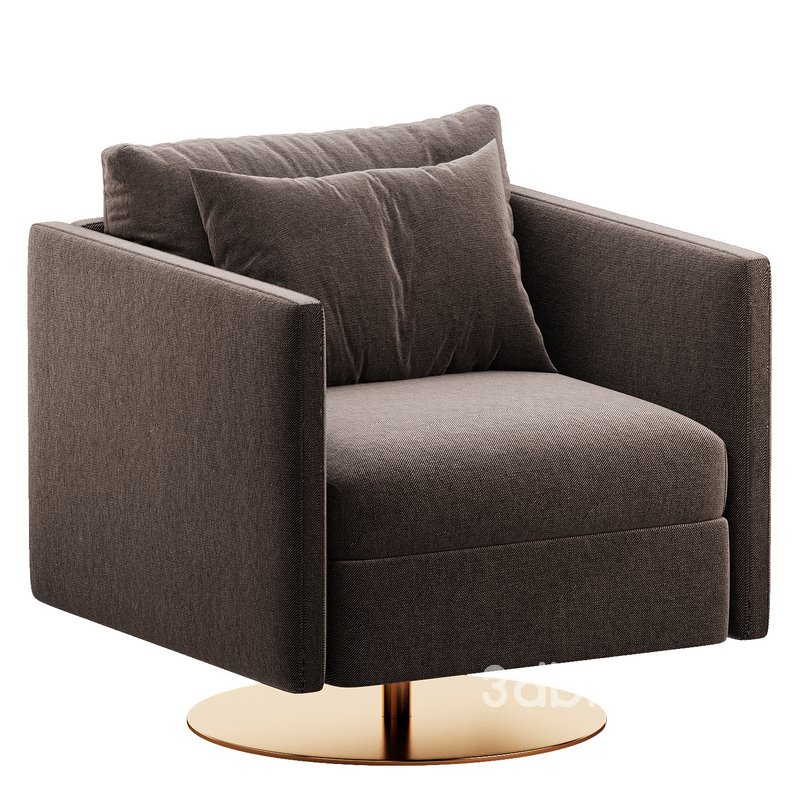 Custom Swivel Lounge Armchair with Metal base Image 1