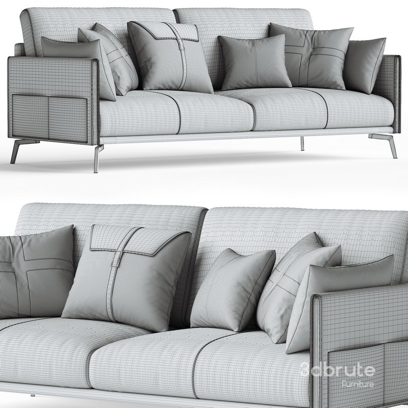 Glamorous Brown Leather Sofa Image 3