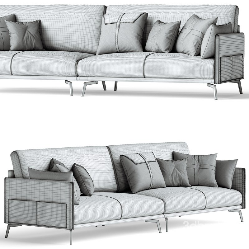 Glamorous Brown Leather Sofa 280 cm Image 2