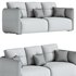Modern Green Tech Cloth Upholstered Sraight-back Sofa 210 cm - Thumbnail 3