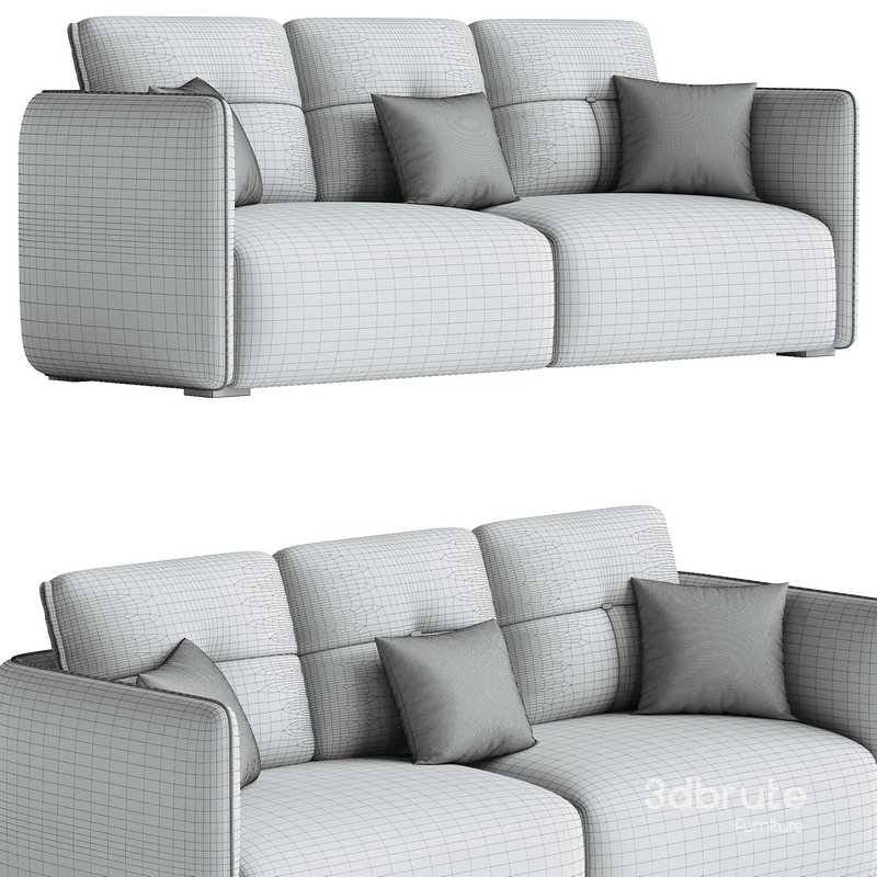 Modern Green Tech Cloth Upholstered Sraight-back Sofa 210 cm Image 3