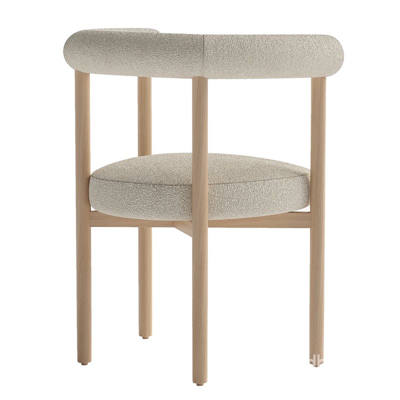 FURNITURE Modern dining room furniture Curved backrest wooden chair Wood frame white teddy fabric dining chair Image 2