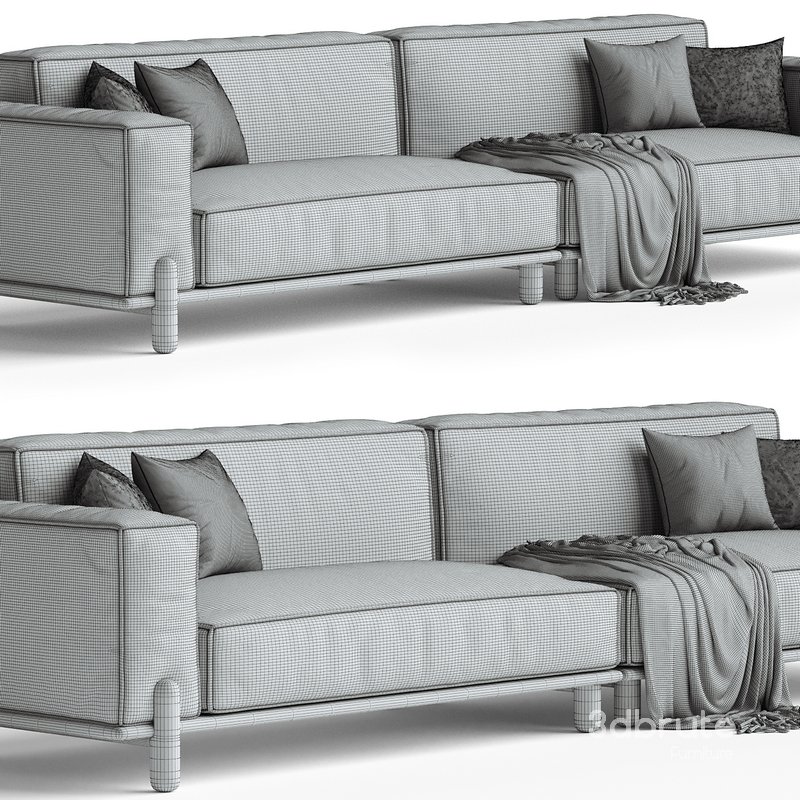 Cuboid Corduroy Fabric Dark Green Sectional Sofa 350 cm Image 3