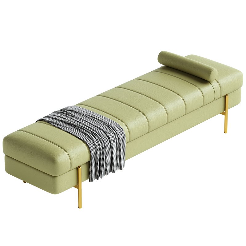 Glam Leather Entryway and Bedroom Bench Image 3