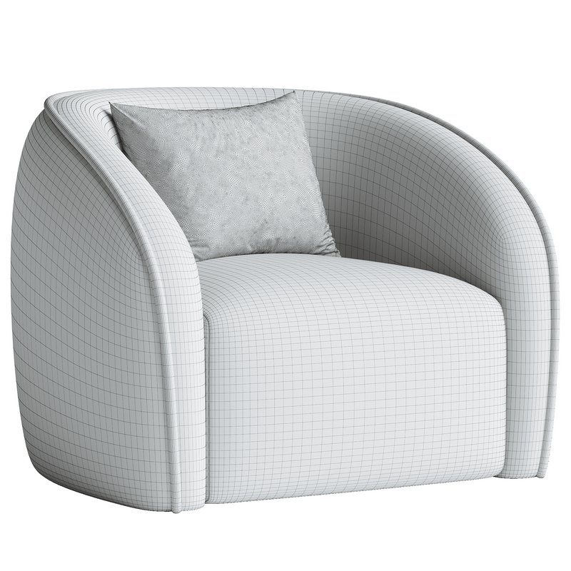 White Boucl  Upholstered Armchair – Seral Image 3