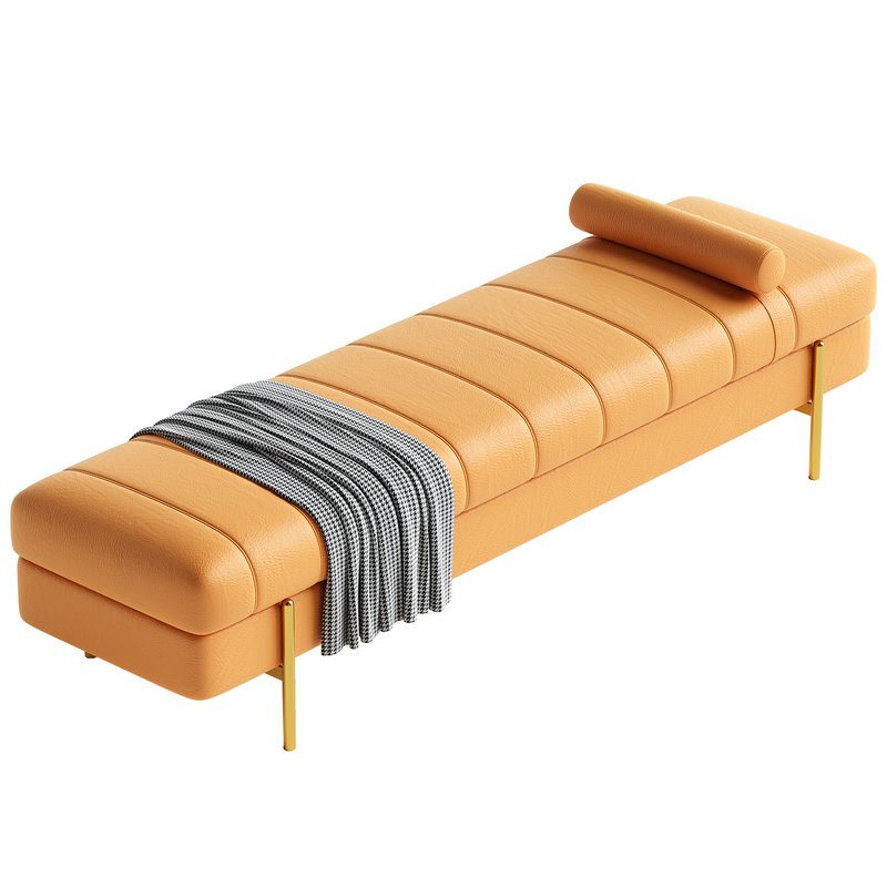 Glam Leather Entryway and Bedroom Bench Image 4