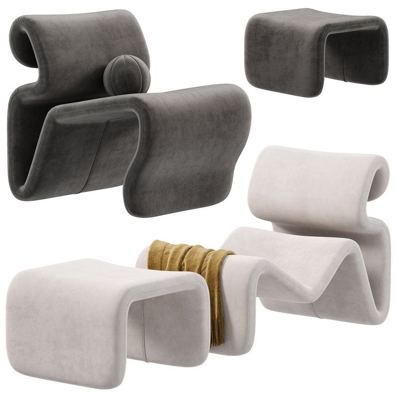 Artilleriet Etcetera Fabric Lounge Chair and Footstool crassevig Image 3