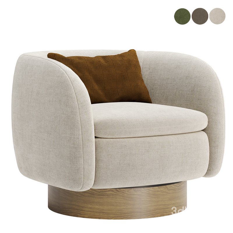 Muir White Boucle Swivel Chair Image 1