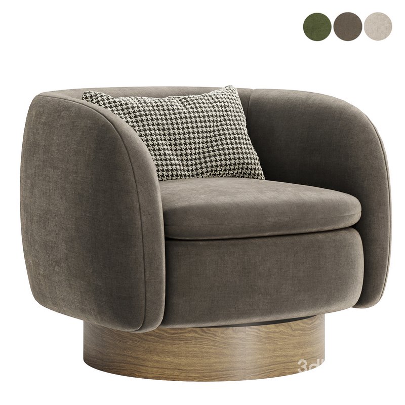Muir White Boucle Swivel Chair Image 3
