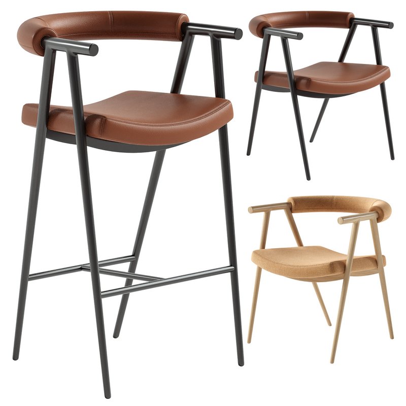 Bruso Barstool & Bruso Dining Chair Image 1