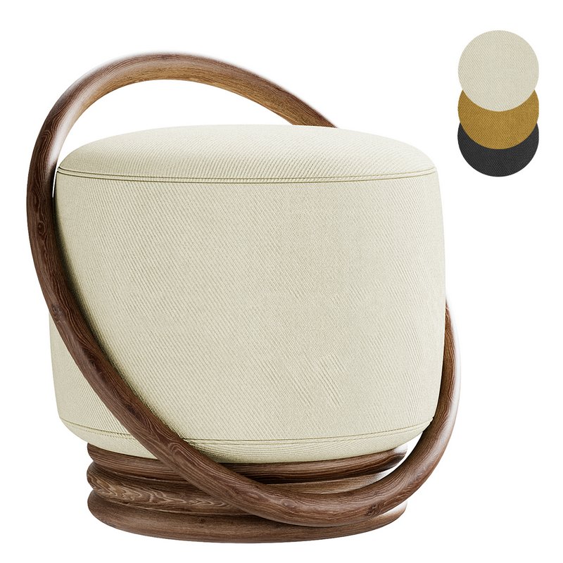 Wallnut smile pouf Image 1