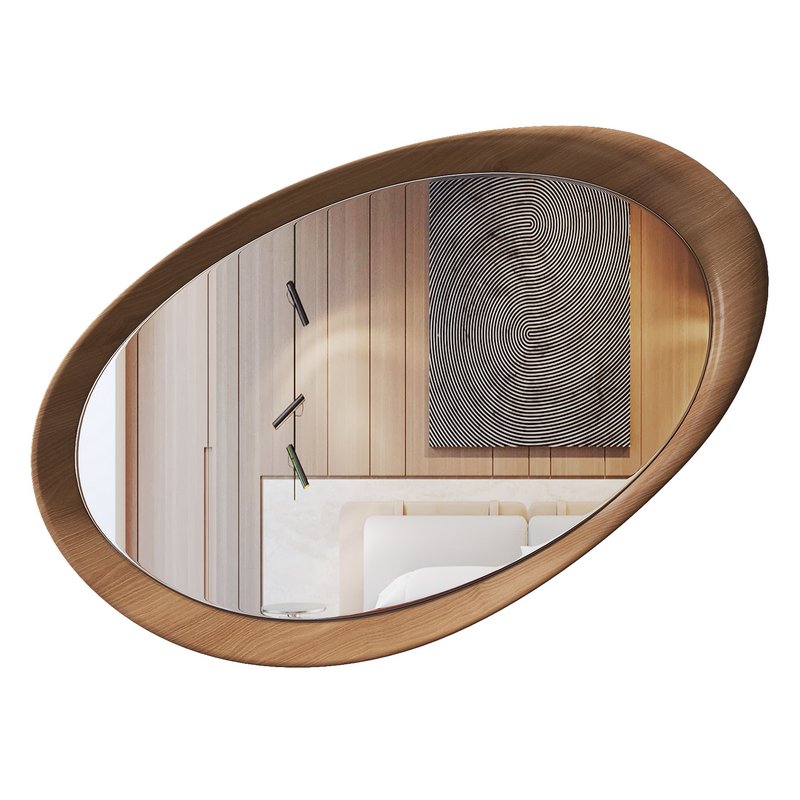 Asymmetrical Wooden Frame Mirror 03 Image 1