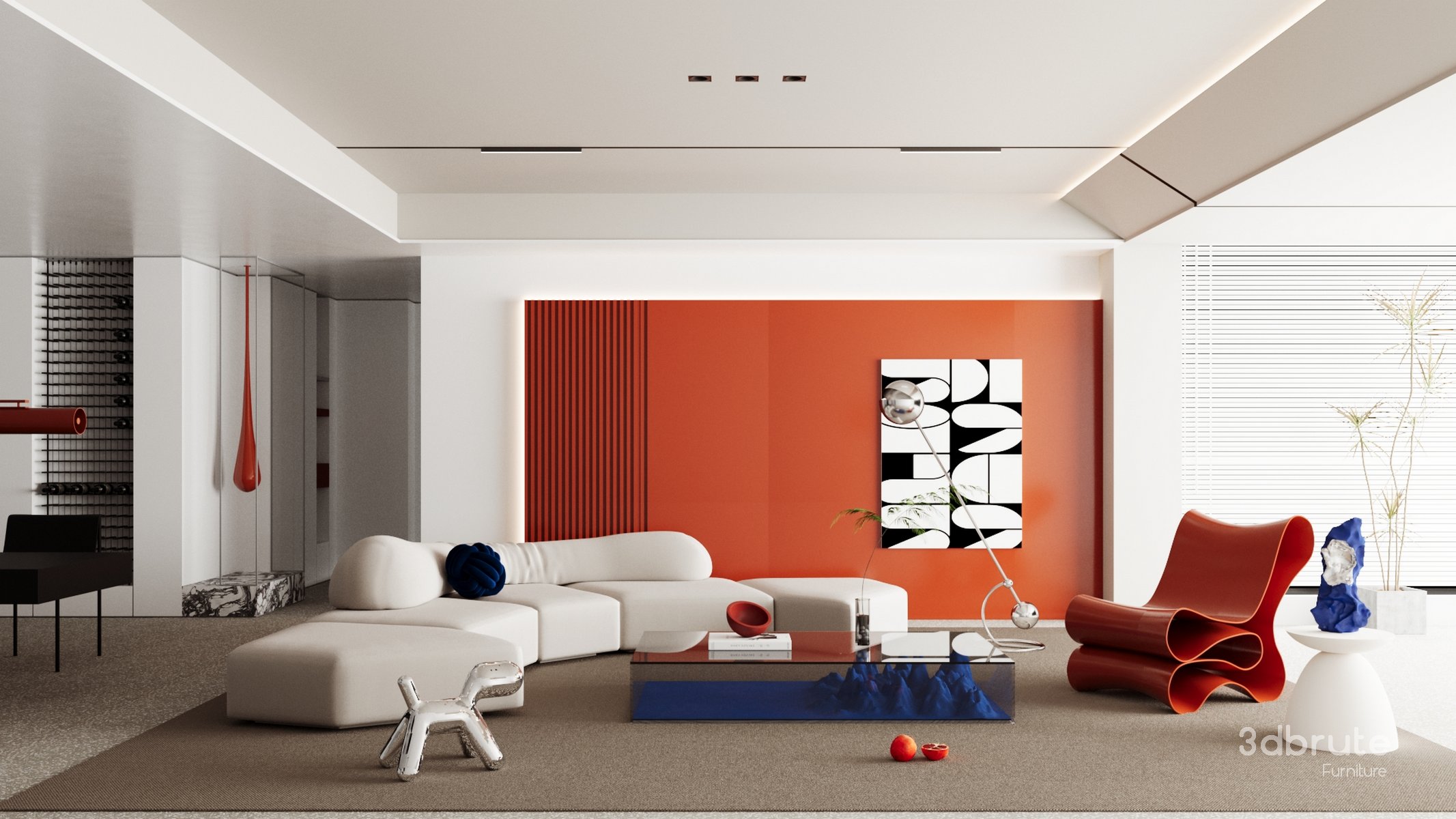 Red Living Room Image 1