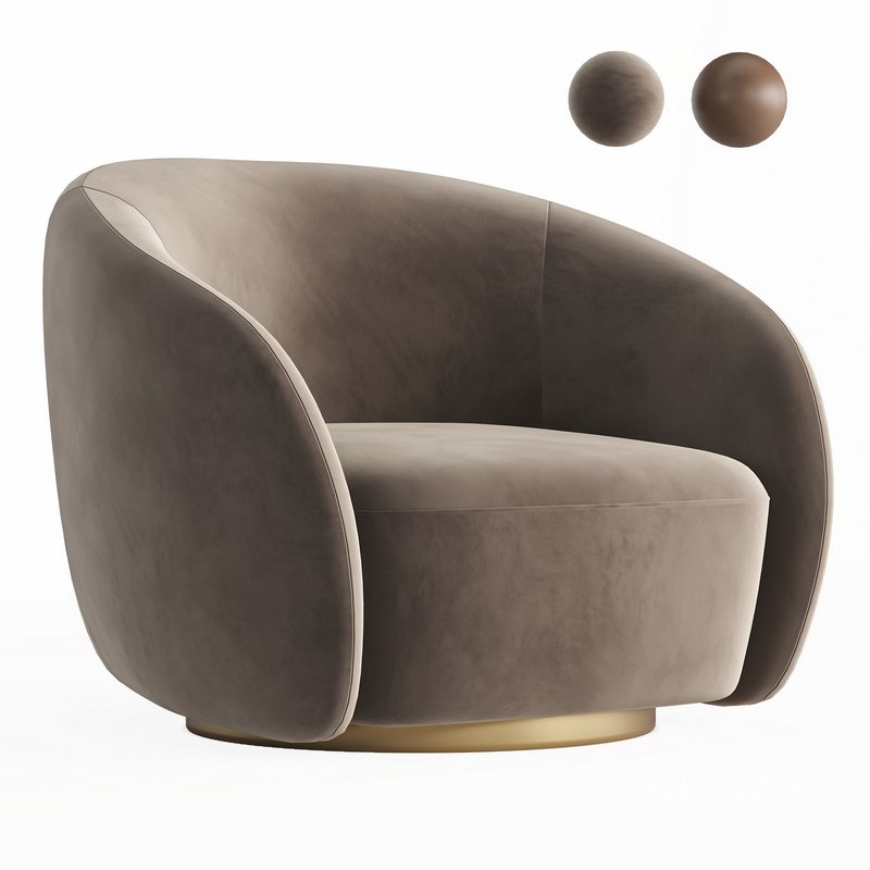 EICHHOLTZ Swivel Armchair BRICE Boucle Cream Image 1