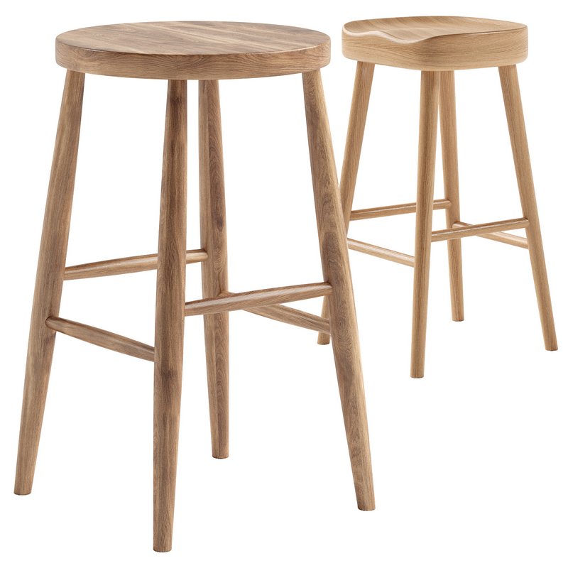 Mengwi Mango Wood Bar Stool & Weathered Oak Stool Image 3