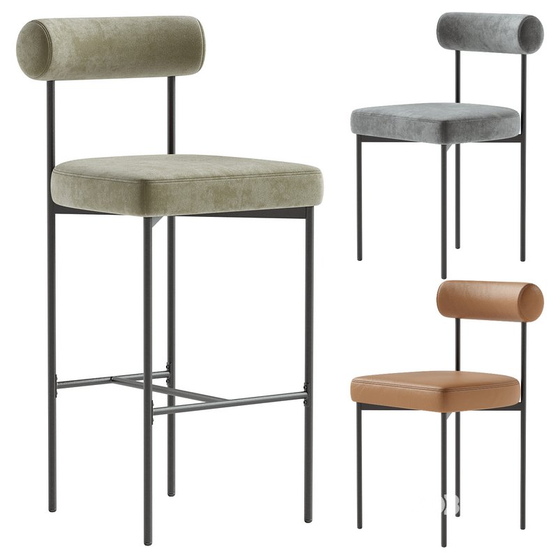 Metal Counter Bar Stool & Metal Dining Chair Image 1