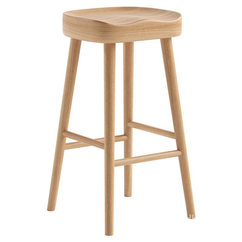 Mengwi Mango Wood Bar Stool & Weathered Oak Stool Image 1