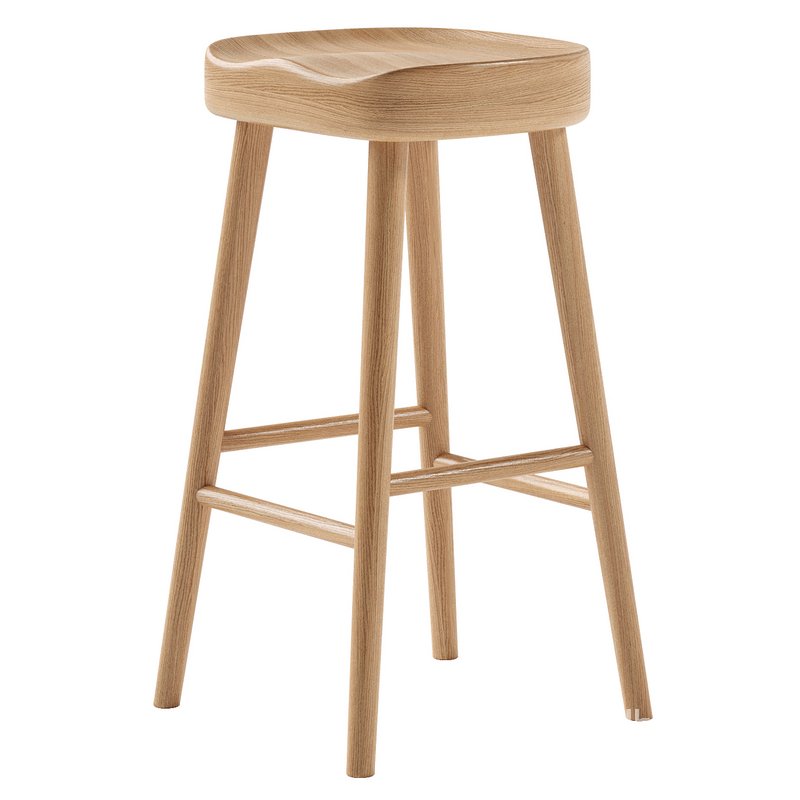 Mengwi Mango Wood Bar Stool & Weathered Oak Stool Image 2