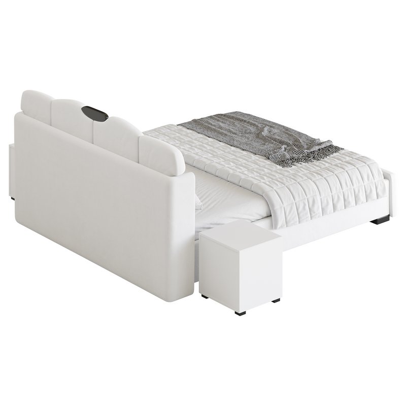 Modern Wingback Upholstered Headboard Bed Image 9