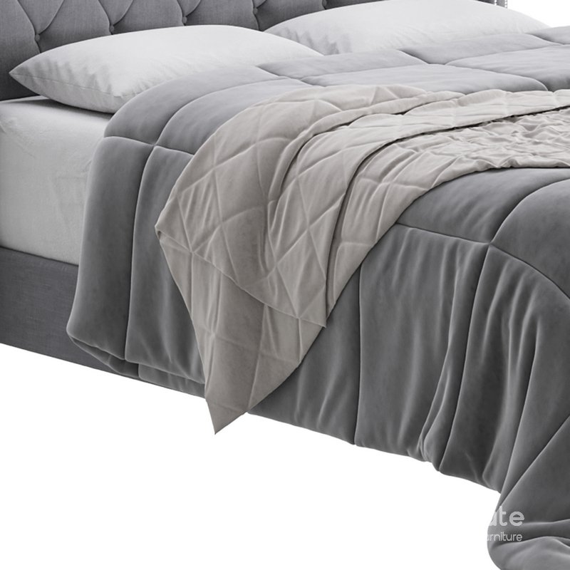 Fabric Low Profile Double Bed Frame with Nail Snaps Image 10