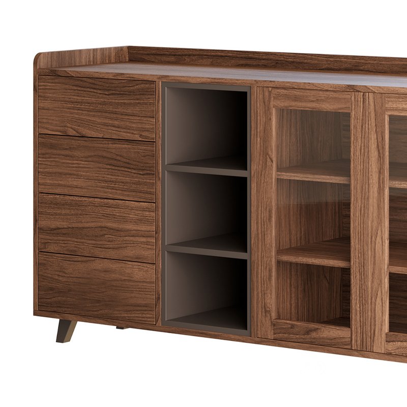 Asian Brown Wood Sideboard Image 11