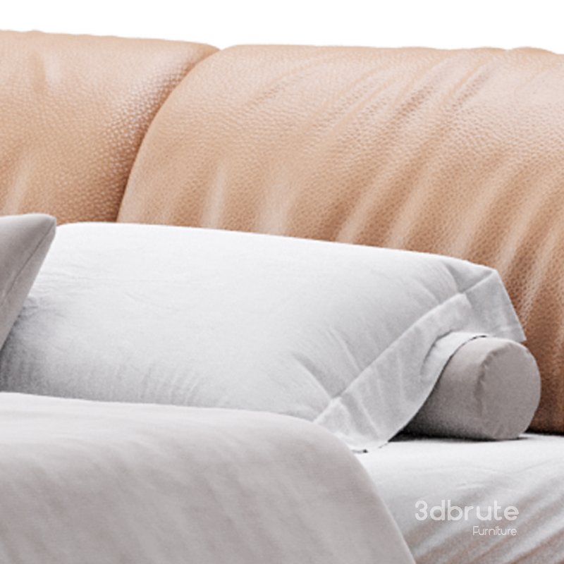 Brown Genuine Leather Upholstered Headboard Queen Size Modern Bed Image 5