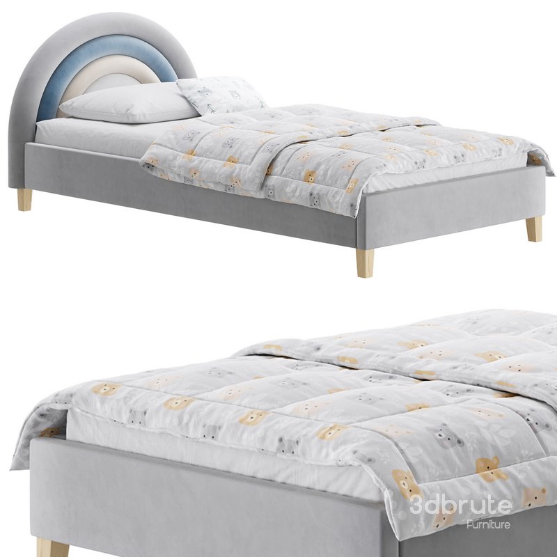 Rainbow Kids Velvet Finish Bed Image 11