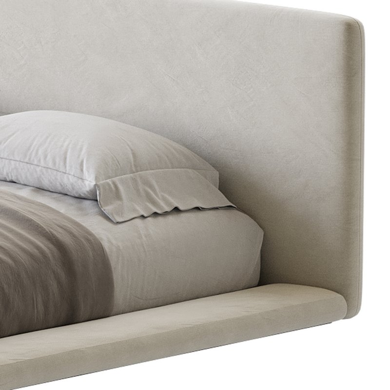 Cesar Suede Fabric Contemporary Minimalist Bed Frame King Size Image 10