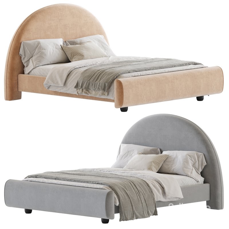 Desirae Flannelette Round Shaped Headboard Bed Frame King Image 1
